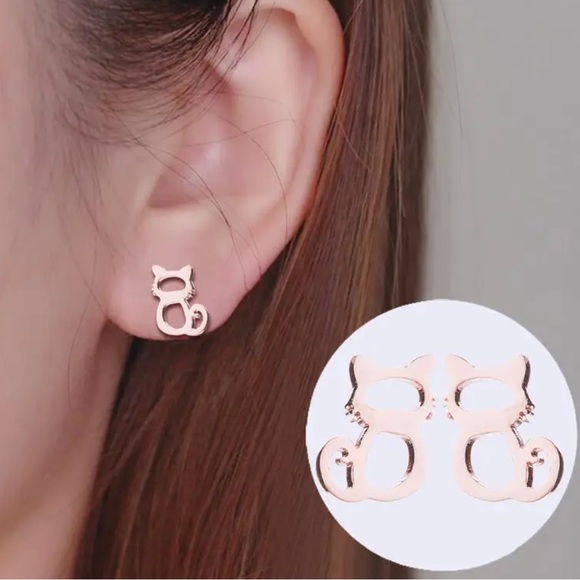 GOLD MATILDE The Cat ♡ Stainless Steel Earrings with Gift Bag - Picture 5 of 6